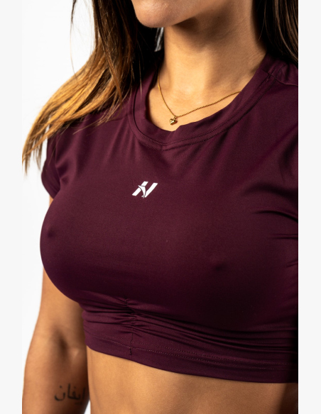NEBBIA • NEBBIA Open-back crop top STRONG BEAUTY burgundy • Nebshop.cz