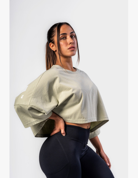 NEBBIA • NEBBIA Oversized crop tričko JUST FLOW svetlozelené • Nebshop.cz