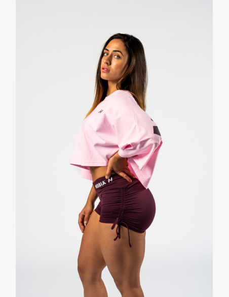 NEBBIA • NEBBIA Oversized crop tričko JUST FLOW ružové • Nebshop.sk