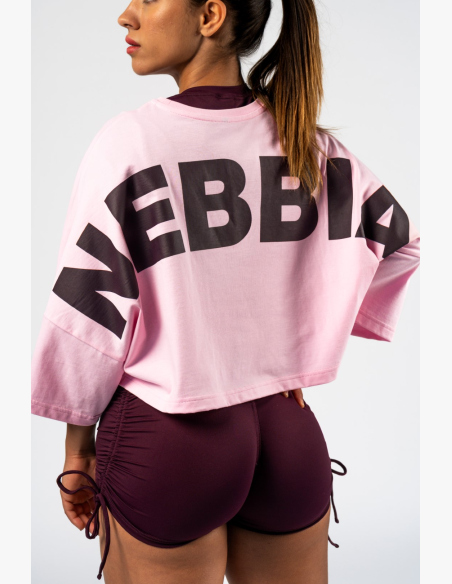 NEBBIA • NEBBIA Oversized crop tričko JUST FLOW ružové • Nebshop.sk