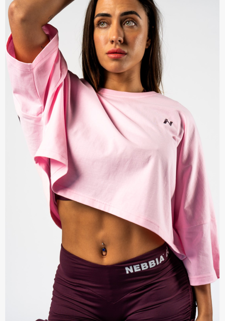 NEBBIA • NEBBIA Oversized crop tričko JUST FLOW ružové • Nebshop.sk NEBBIA • NEBBIA Oversized crop tričko JUST FLOW ružové • Nebshop.sk