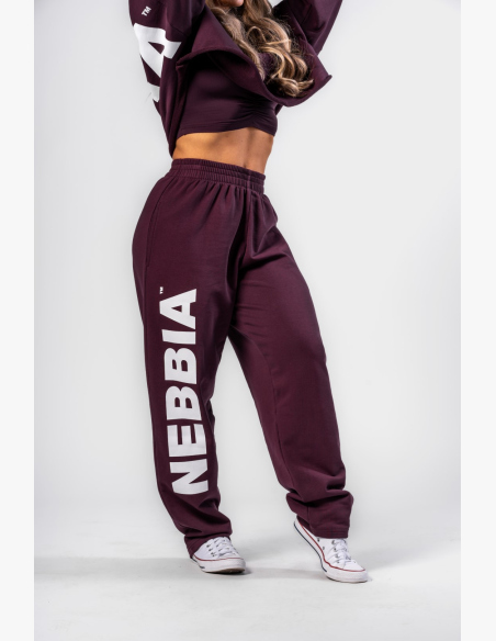NEBBIA • NEBBIA Pantaloni baggy larghi BOYFRIEND STYLE bordeaux • Nebshop.it