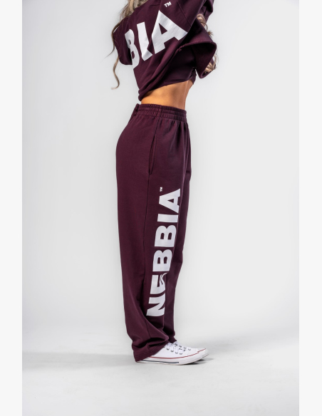 NEBBIA • NEBBIA Pantaloni baggy larghi BOYFRIEND STYLE bordeaux • Nebshop.it