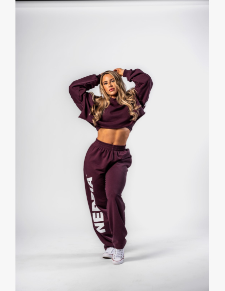 NEBBIA • NEBBIA Pantaloni baggy larghi BOYFRIEND STYLE bordeaux • Nebshop.it