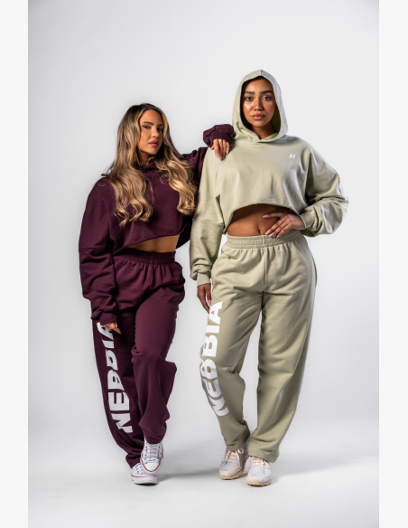 NEBBIA • NEBBIA Pantaloni baggy larghi BOYFRIEND STYLE bordeaux • Nebshop.it