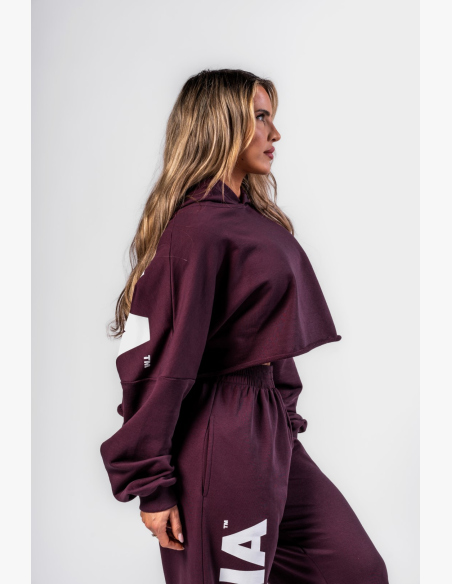 NEBBIA • NEBBIA Oversized hoodie with hood OWN YOUR POWER burgundy • Nebshop.cz