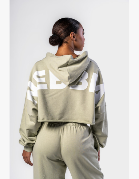 NEBBIA • NEBBIA Oversized mikina s kapucí OWN YOUR POWER svetlozelená • Nebshop.sk