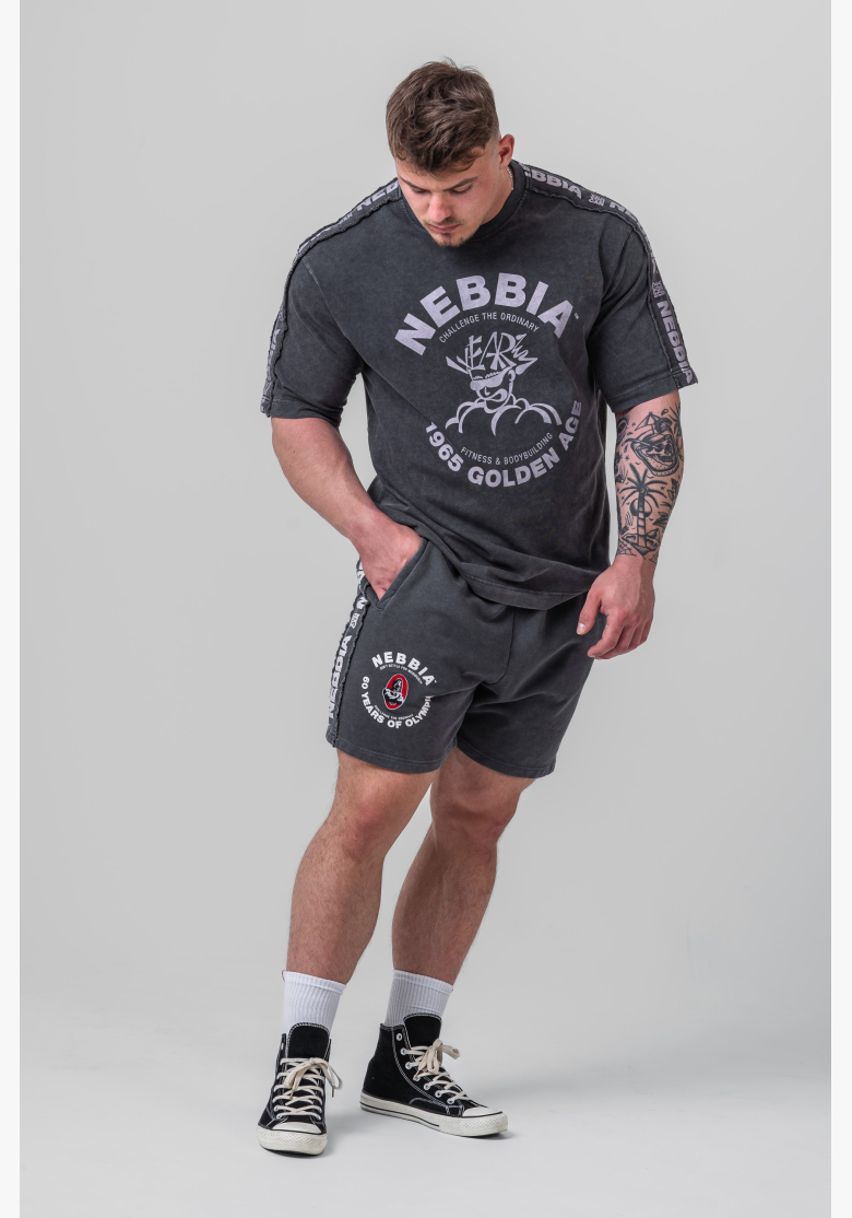 NEBBIA • NEBBIA Washed teplákové šortky LEGEND černé • NebShop NEBBIA • NEBBIA Washed teplákové šortky LEGEND černé • NebShop