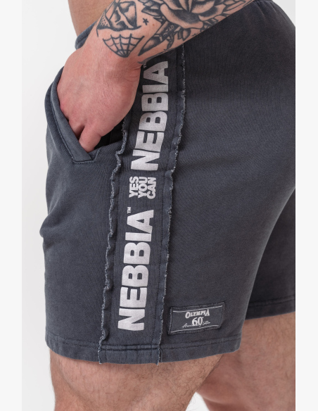 NEBBIA • NEBBIA Washed teplákové šortky LEGEND černé • NebShop