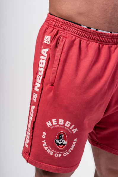 NEBBIA • NEBBIA Washed teplákové šortky LEGEND červené • NebShop 2