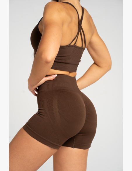 Gym Glamour Push Up Shorts 2.0 Dark Chocolate • NebShop