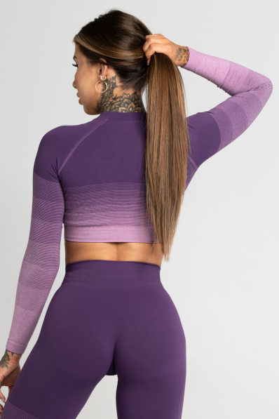 GYM GLAMOUR • Gym Glamour Crop-Top s dlhým rukávom Violet Ombre • NebShop 2