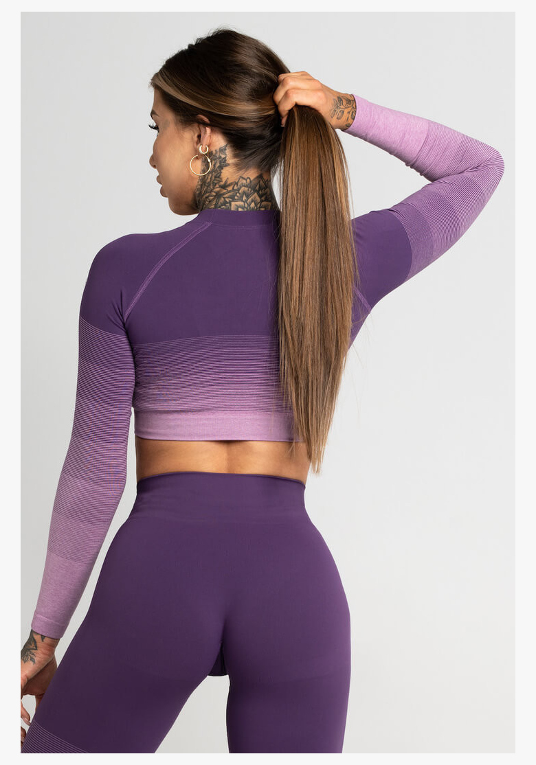 GYM GLAMOUR • Gym Glamour Crop-Top a maniche lunghe Violet Ombre • NebShop GYM GLAMOUR • Gym Glamour Crop-Top a maniche lunghe Violet Ombre • NebShop
