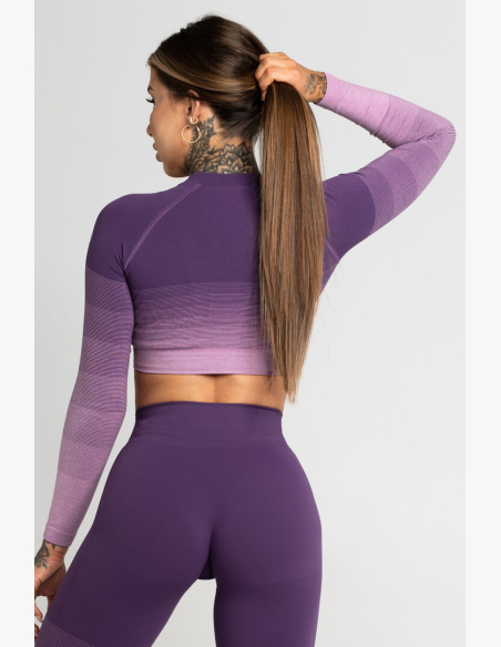 GYM GLAMOUR • Gym Glamour Crop-Top a maniche lunghe Violet Ombre • NebShop