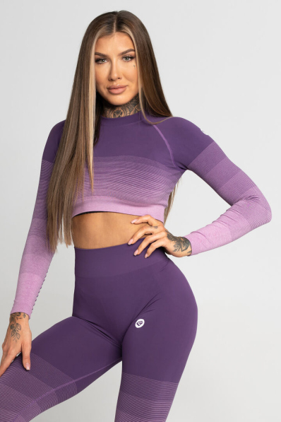 GYM GLAMOUR • Gym Glamour Crop-Top s dlhým rukávom Violet Ombre • NebShop