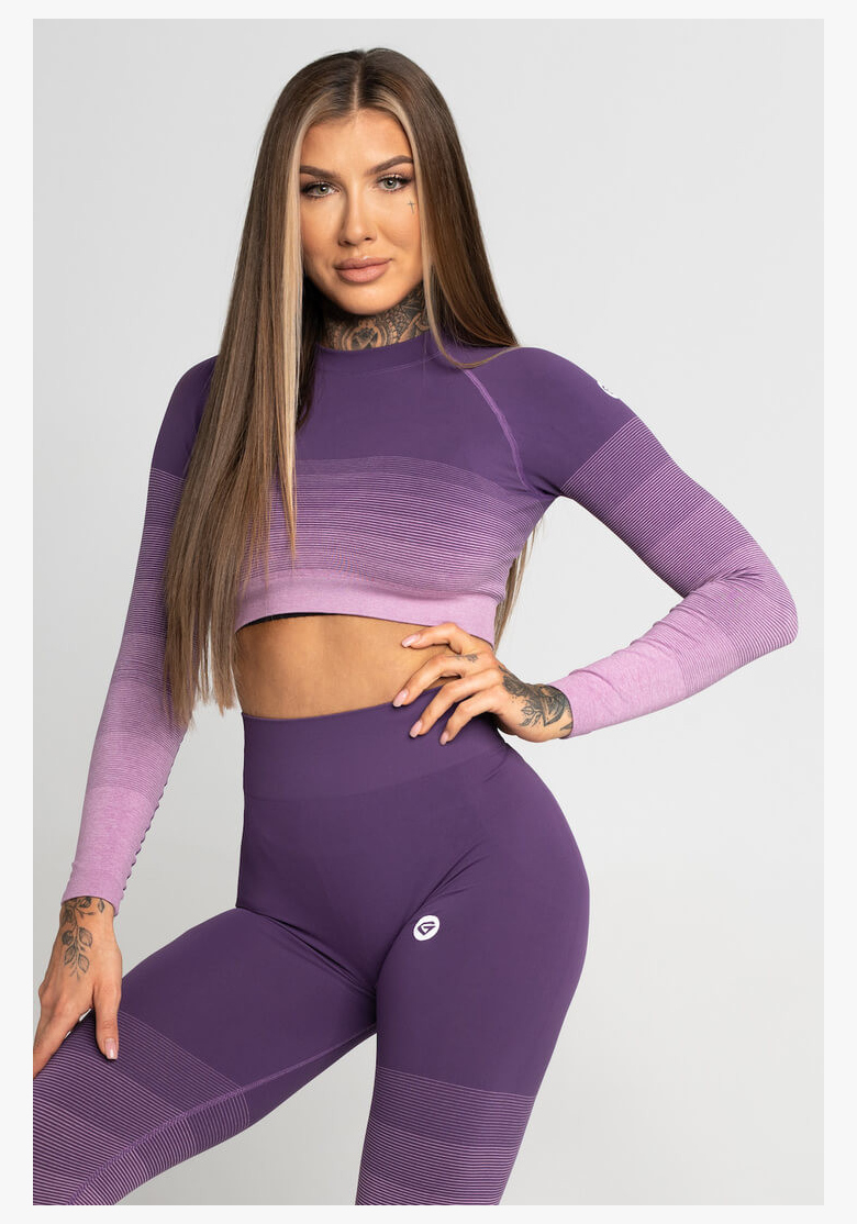 GYM GLAMOUR • Gym Glamour Crop-Top a maniche lunghe Violet Ombre • NebShop GYM GLAMOUR • Gym Glamour Crop-Top a maniche lunghe Violet Ombre • NebShop