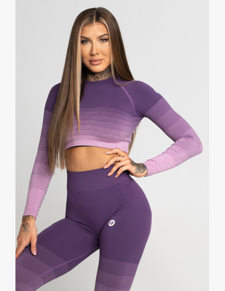 GYM GLAMOUR • Gym Glamour Crop-Top a maniche lunghe Violet Ombre • NebShop