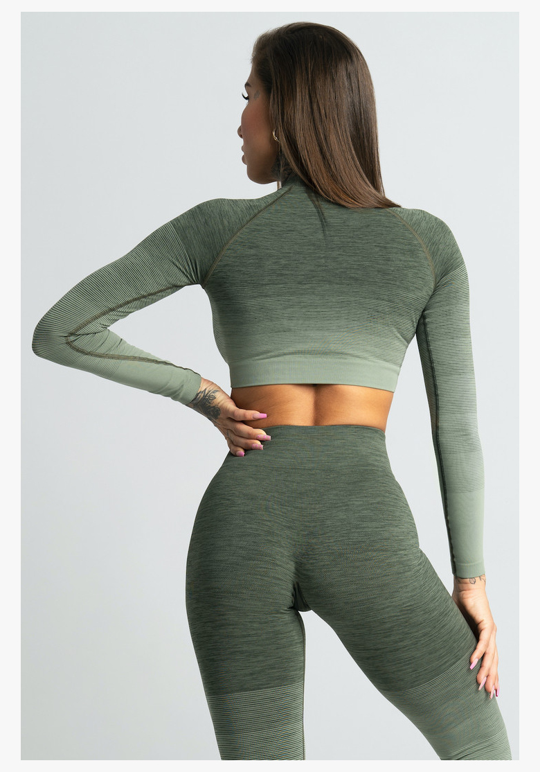 GYM GLAMOUR • Gym Glamour Long Sleeve Crop-Top Khaki • NebShop GYM GLAMOUR • Gym Glamour Long Sleeve Crop-Top Khaki • NebShop