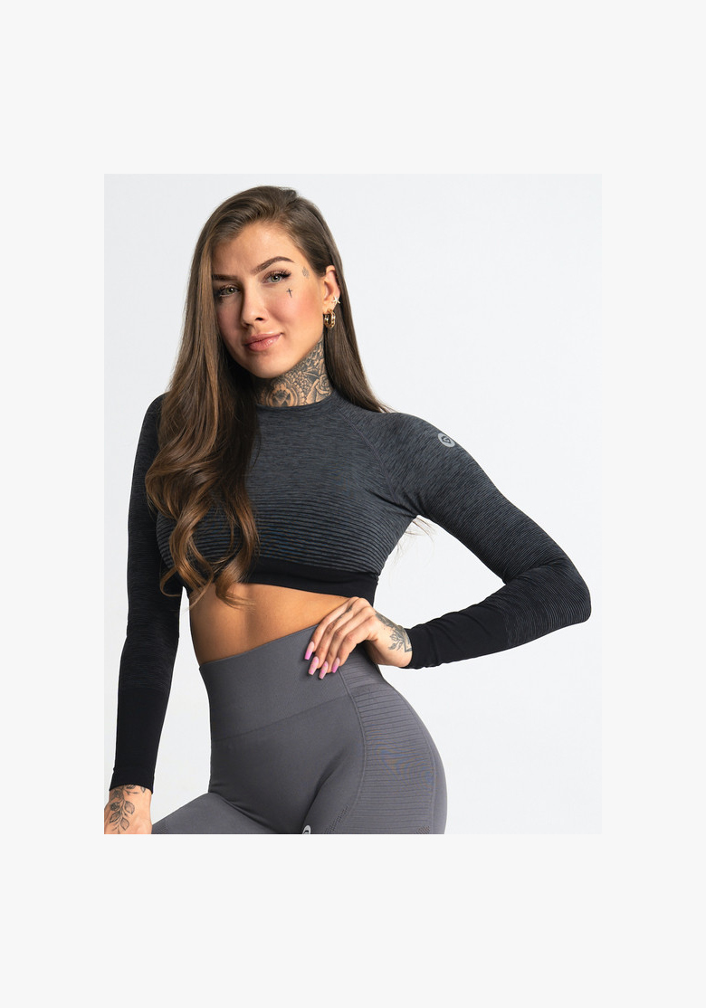 GYM GLAMOUR • Gym Glamour Crop-Top s dlhým rukávom Grey • NebShop GYM GLAMOUR • Gym Glamour Crop-Top s dlhým rukávom Grey • NebShop