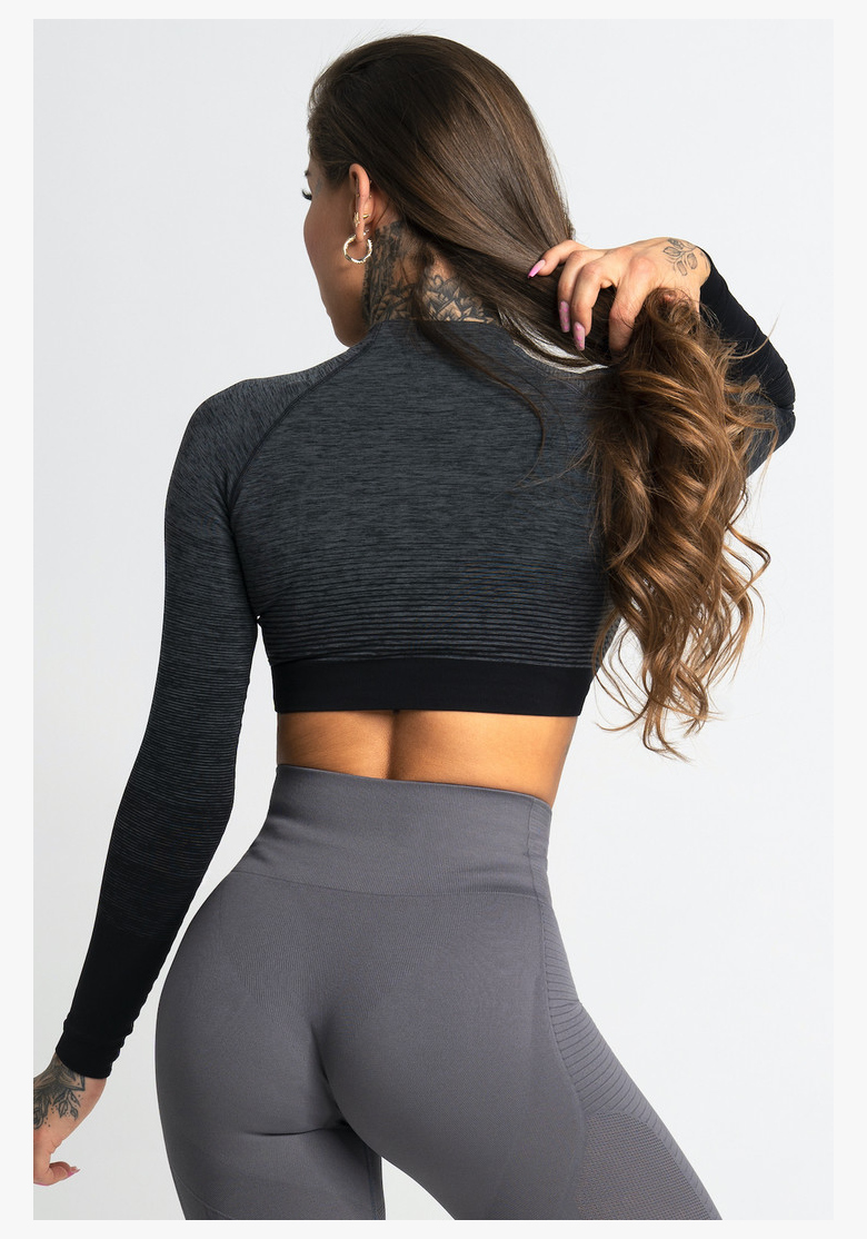 GYM GLAMOUR • Gym Glamour Crop-Top s dlhým rukávom Grey • NebShop GYM GLAMOUR • Gym Glamour Crop-Top s dlhým rukávom Grey • NebShop