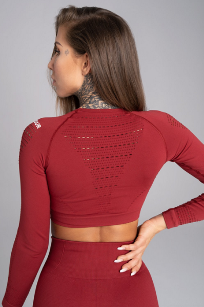 GYM GLAMOUR • Gym Glamour Crop top s dlouhým rukávem Bordo • NebShop 2