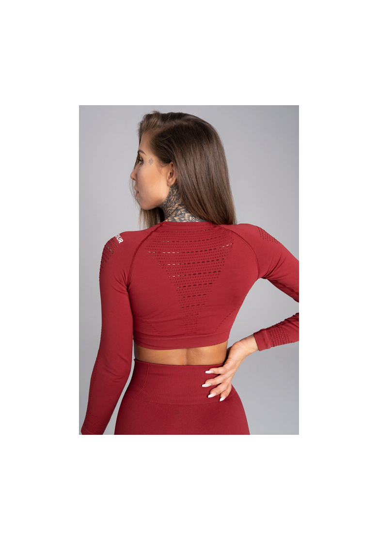 GYM GLAMOUR • Gym Glamour Long Sleeve Crop Top Burgundy • NebShop GYM GLAMOUR • Gym Glamour Long Sleeve Crop Top Burgundy • NebShop