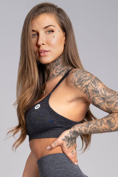 GYM GLAMOUR • Gym Glamour Fitness podprsenka Seamless Grey Melange • NebShop 2
