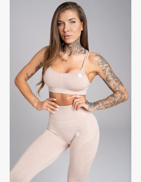 GYM GLAMOUR • Gym Glamour Fitness podprsenka Seamless Beige Melange • NebShop