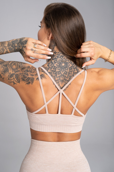 GYM GLAMOUR • Gym Glamour Fitness podprsenka Seamless Beige Melange • NebShop 2
