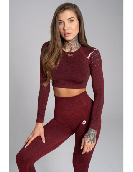 GYM GLAMOUR • Gym Glamour Crop top s dlhým rukávom Bordo Melange • NebShop