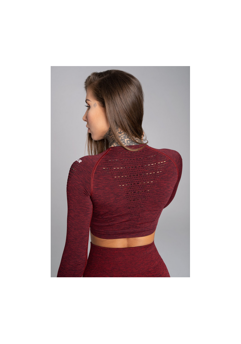 GYM GLAMOUR • Gym Glamour Crop top s dlhým rukávom Bordo Melange • NebShop GYM GLAMOUR • Gym Glamour Crop top s dlhým rukávom Bordo Melange • NebShop