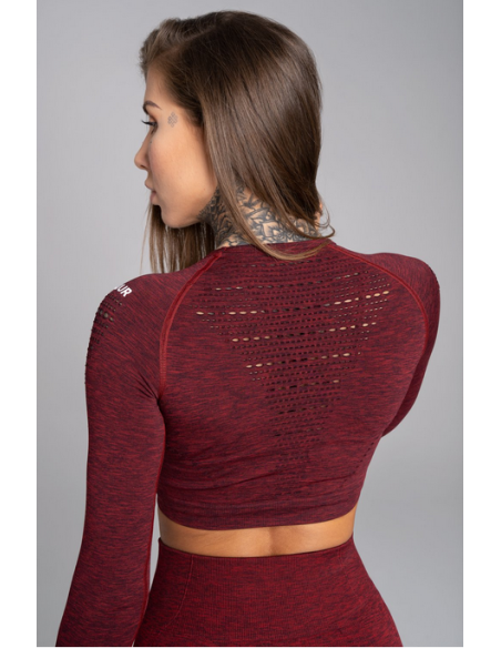 GYM GLAMOUR • Gym Glamour Crop top con maniche lunghe Bordo Melange • NebShop