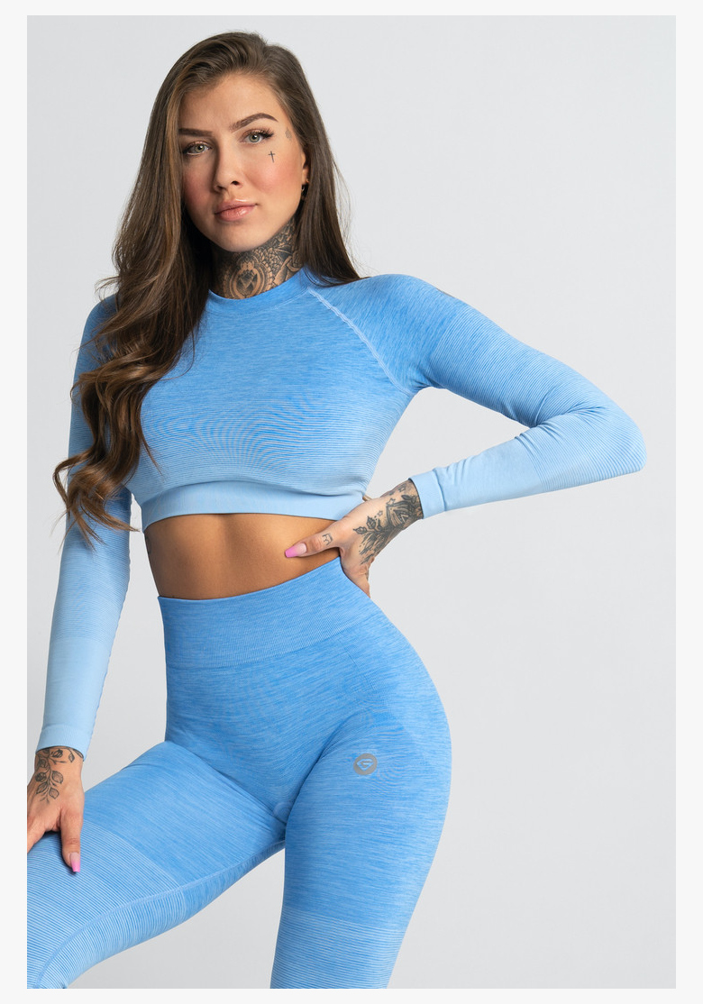 GYM GLAMOUR • Gym Glamour Crop-Top a maniche lunghe Blue • NebShop GYM GLAMOUR • Gym Glamour Crop-Top a maniche lunghe Blue • NebShop