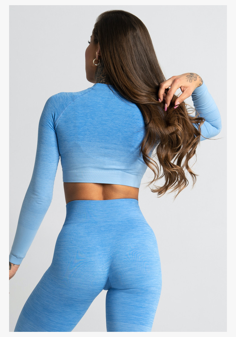 GYM GLAMOUR • Gym Glamour Crop-Top a maniche lunghe Blue • NebShop GYM GLAMOUR • Gym Glamour Crop-Top a maniche lunghe Blue • NebShop