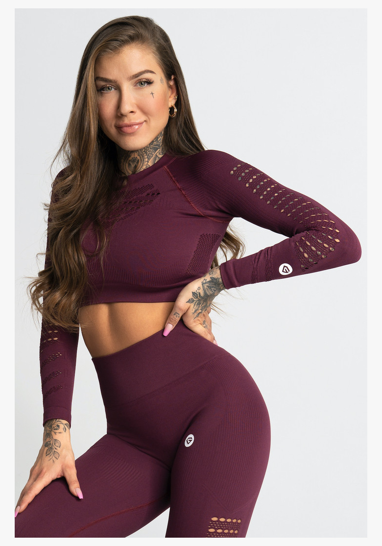 GYM GLAMOUR • Gym Glamour Crop top s dlhým rukávom Dark Berry • NebShop GYM GLAMOUR • Gym Glamour Crop top s dlhým rukávom Dark Berry • NebShop