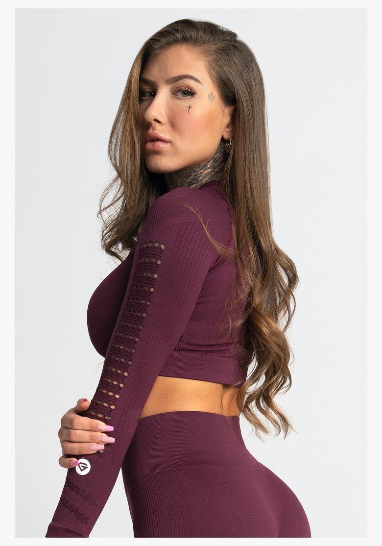 GYM GLAMOUR • Gym Glamour Crop top s dlhým rukávom Dark Berry • NebShop GYM GLAMOUR • Gym Glamour Crop top s dlhým rukávom Dark Berry • NebShop