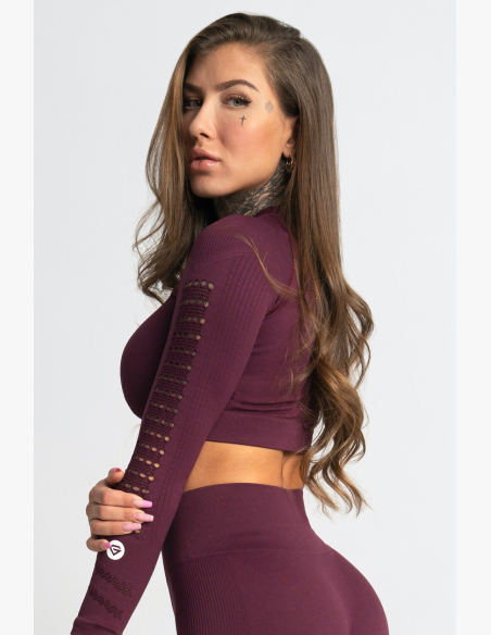 GYM GLAMOUR • Gym Glamour Long Sleeve Crop Top Dark Berry • NebShop