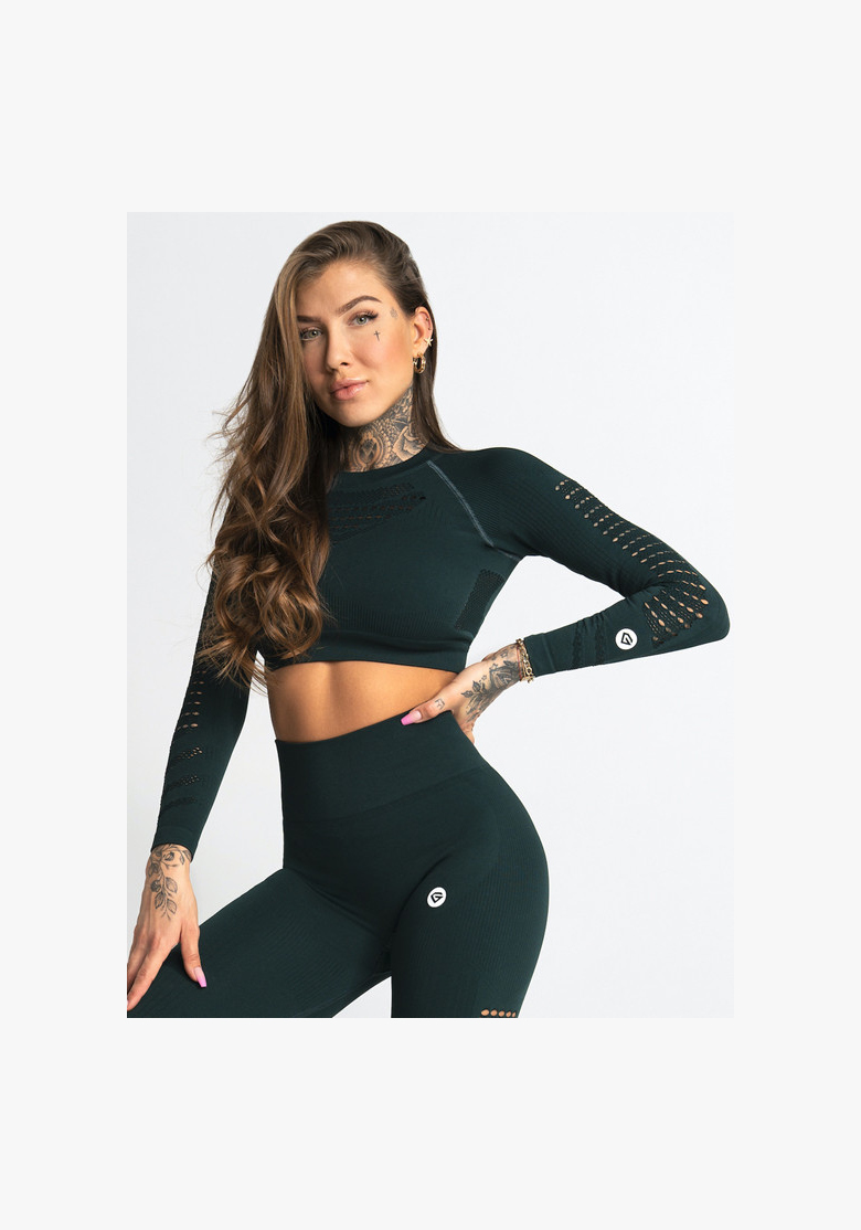 GYM GLAMOUR • Gym Glamour Crop top s dlhým rukávom Evergreen • NebShop GYM GLAMOUR • Gym Glamour Crop top s dlhým rukávom Evergreen • NebShop