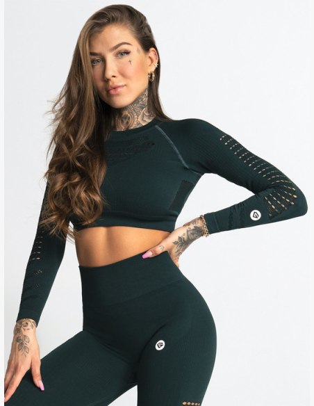 GYM GLAMOUR • Gym Glamour Crop top s dlhým rukávom Evergreen • NebShop