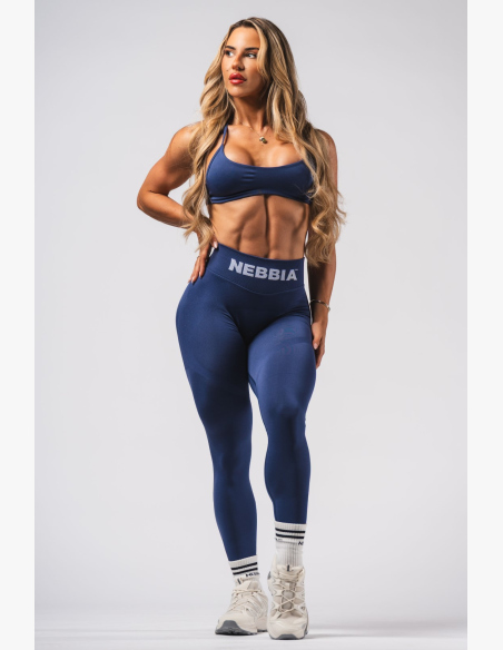 NEBBIA Bezšvové extra push-up legíny s vysokým pásom Flow Seamless modré
