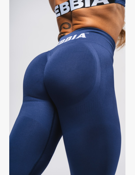 NEBBIA Bezšvové extra push-up legíny s vysokým pásom Flow Seamless modré