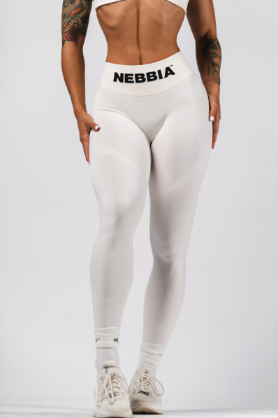 NEBBIA Bezešvé extra push-up legíny s vysokým pasem Flow Seamless krémové 2