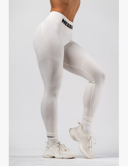 NEBBIA Bezšvové extra push-up legíny s vysokým pásom Flow Seamless krémové
