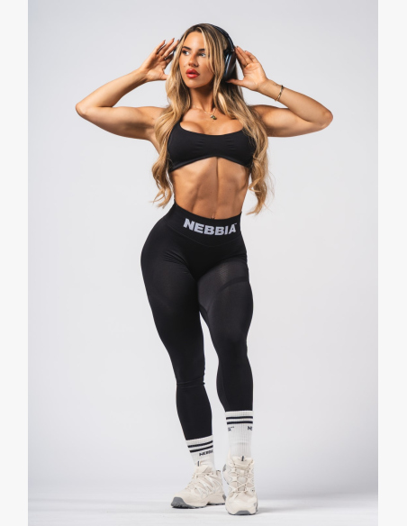 NEBBIA Bezšvové extra push-up legíny s vysokým pásom Flow Seamless čierne