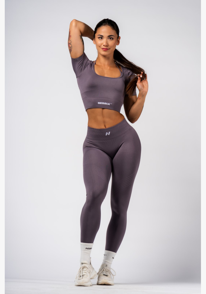 NEBBIA Tvarujúce bezšvové maximum push-up legíny FLOW SEAMLESS šedé NEBBIA Tvarujúce bezšvové maximum push-up legíny FLOW SEAMLESS šedé