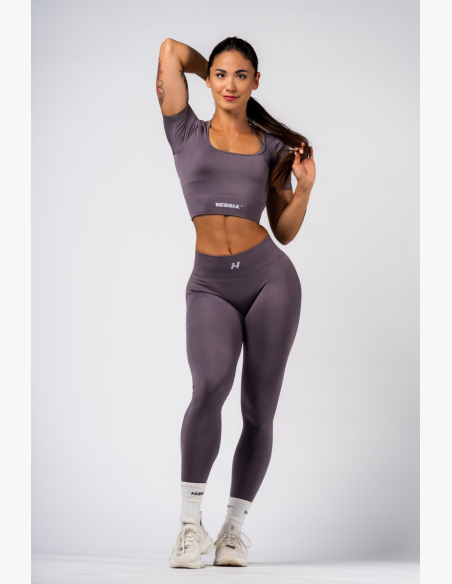 NEBBIA Tvarujúce bezšvové maximum push-up legíny FLOW SEAMLESS šedé