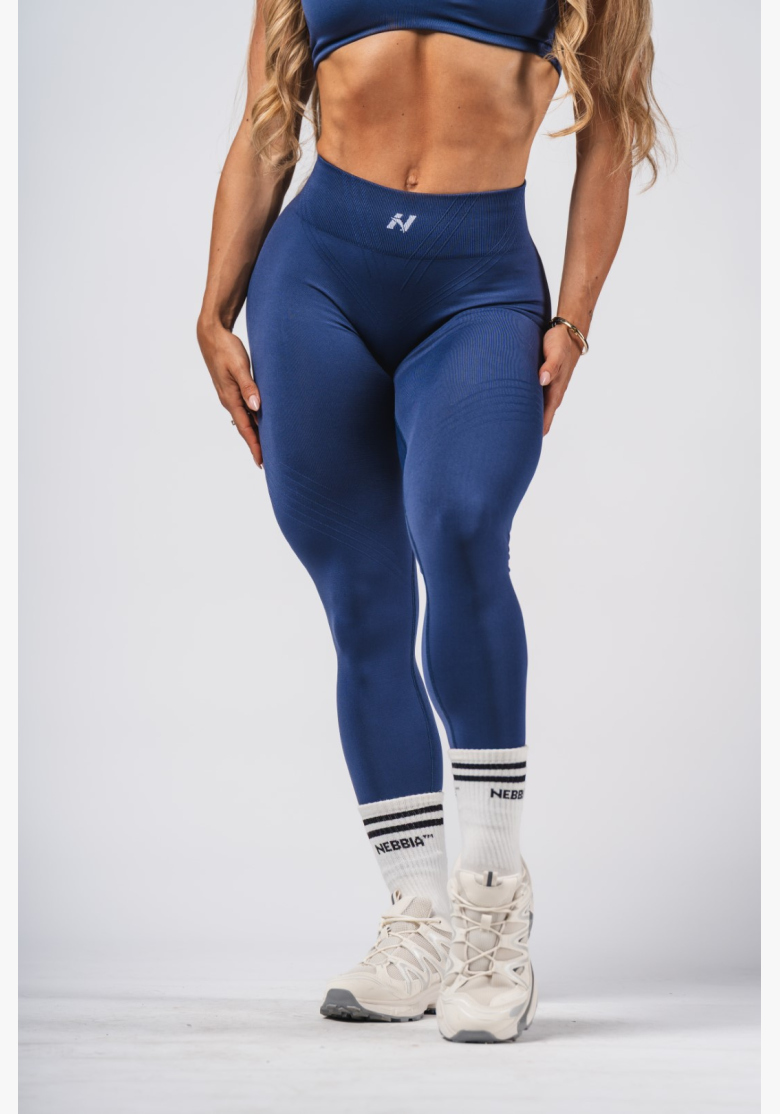NEBBIA Tvarujúce bezšvové maximum push-up legíny FLOW SEAMLESS modré NEBBIA Tvarujúce bezšvové maximum push-up legíny FLOW SEAMLESS modré