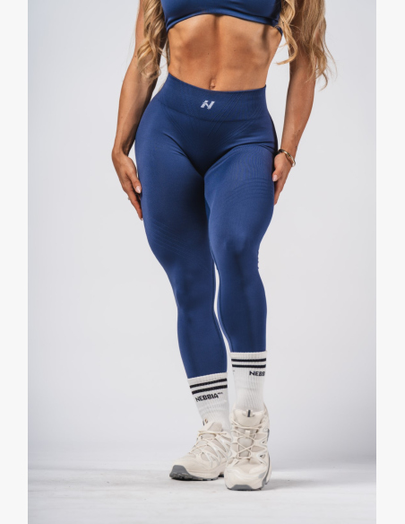 NEBBIA Tvarujúce bezšvové maximum push-up legíny FLOW SEAMLESS modré