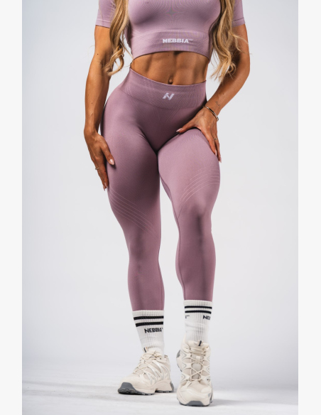 NEBBIA Tvarující bezešvé maximum push-up legíny FLOW SEAMLESS růžové