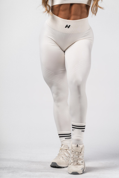 NEBBIA Tvarující bezešvé maximum push-up legíny FLOW SEAMLESS krémové 2